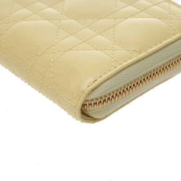 CHRISTIAN DIOR Lady Voyageur Pale Yellow Patent Calf Long Wallet - Picture 5 of 12
